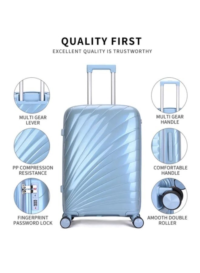 POGAGO 3 Piece Polypropylene Luggage Set 28/24/20 Inch Hard Shell Trolley Bags, Unbreakable Lightweight Suitcase Set with 360° Spinner Wheels, TSA Lock, Anti-Theft Double Zipper, Aluminum Handle – Travel Bags - Image 2